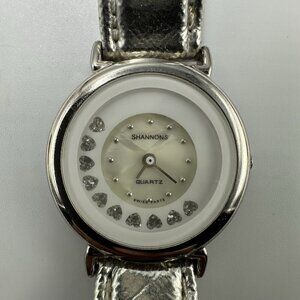 Vintage Shannons Watch Women Silver Tone Rotating Heart Dial New Battery 8.5"